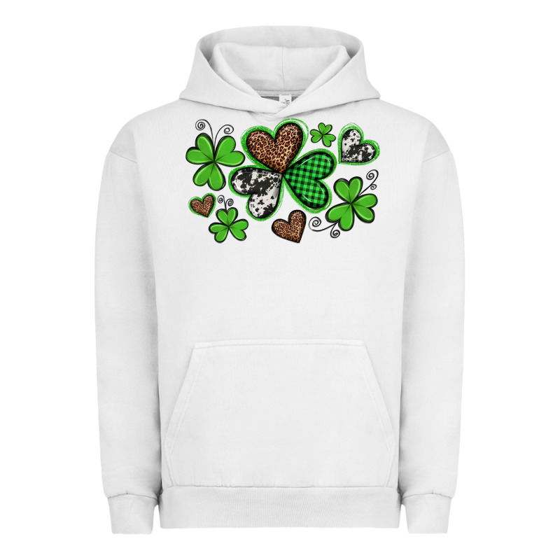 Western St Patricks Day Shamrocks And Hearts Urban Hoodie by Artiststas | Teevron