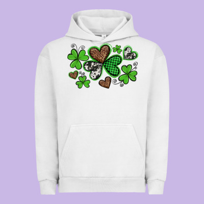 Western St Patricks Day Shamrocks And Hearts Urban Hoodie Designed By Artiststas