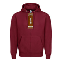 Burgundy american football with leopard pen wraps Zipper Hoodie - BundleAndBundleShop