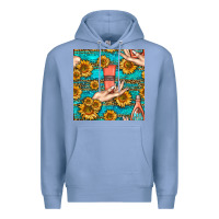 Colony Blue hand cream nail polish remover and sunflowers with leopard and glitter Premium Hoodie - BundleAndBundleShop