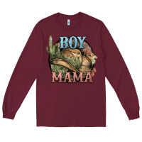 Burgundy Boy Mama western cactus Cowboy Long Sleeve Tee - HowdyJamesFarm