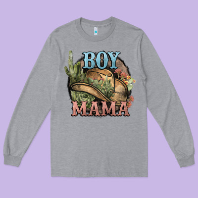 Boy Mama Western Cactus Cowboy Long Sleeve Tee Designed By Howdyjamesfarm