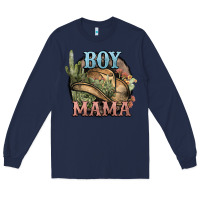 Navy Boy Mama western cactus Cowboy Long Sleeve Tee - HowdyJamesFarm