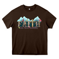 Chocolate Brown faith can move mountains cross Heavy Core Tee - NancyCooperArtShop