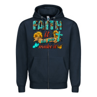Navy Faith It Till You Make It Zipper Hoodie - BundleAndBundleShop