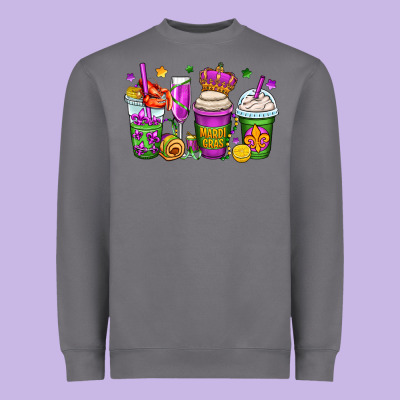 Mardi Gras Coffee Cups Heavyweight Sweatshirt Designed By Oliviacreatesart
