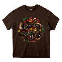 Chocolate Brown merry christmas Heavy Core Tee - MaliasSmallBusiness
