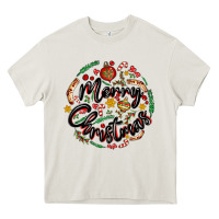 Cream merry christmas Heavy Core Tee - MaliasSmallBusiness