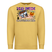 Antique Gold Dead Inside Caffeinated Premium Sweatshirt - CowhideDigitalArt