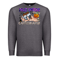 Charcoal Heather Dead Inside Caffeinated Premium Sweatshirt - CowhideDigitalArt