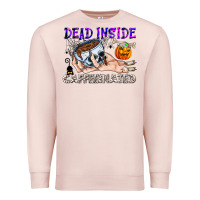 Pale Pink Dead Inside Caffeinated Premium Sweatshirt - CowhideDigitalArt