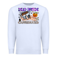 White Dead Inside Caffeinated Premium Sweatshirt - CowhideDigitalArt