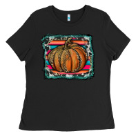 Black leopard pumpkin with serape background Ladies Tee - RanaPortraitStore