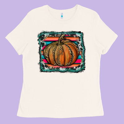 Leopard Pumpkin With Serape Background Ladies Tee Designed By Ranaportraitstore
