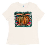 Bone leopard pumpkin with serape background Ladies Tee - RanaPortraitStore