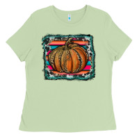 Matcha leopard pumpkin with serape background Ladies Tee - RanaPortraitStore