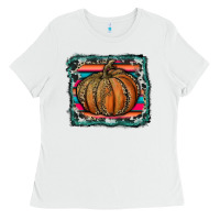 White leopard pumpkin with serape background Ladies Tee - RanaPortraitStore