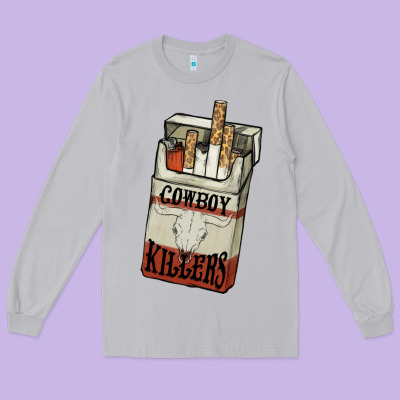 Cowboy Killers Cigarette Package Long Sleeve Tee Designed By Howdyjamesfarm
