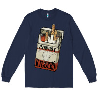 Navy Cowboy killers cigarette package Long Sleeve Tee - HowdyJamesFarm