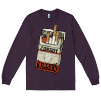 Plum Cowboy killers cigarette package Long Sleeve Tee - HowdyJamesFarm
