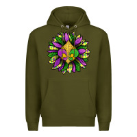 Army Green Mardi Gras Sunflower Premium Hoodie - BundleAndBundleShop