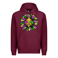 Burgundy Mardi Gras Sunflower Premium Hoodie - BundleAndBundleShop