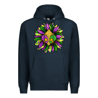 Navy Mardi Gras Sunflower Premium Hoodie - BundleAndBundleShop
