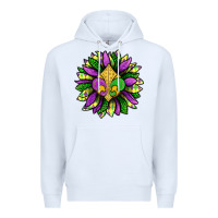 White Mardi Gras Sunflower Premium Hoodie - BundleAndBundleShop