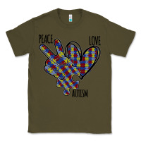 Army Green Peace Love Autism Classic Tee - Bettercallsaul