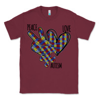 Burgundy Peace Love Autism Classic Tee - Bettercallsaul