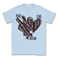 Dusty Blue Peace Love Autism Classic Tee - Bettercallsaul