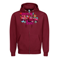 Burgundy Loads of love valentine's day truck Zipper Hoodie - FaDigitalArtStudio