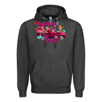 Charcoal Heather Loads of love valentine's day truck Zipper Hoodie - FaDigitalArtStudio