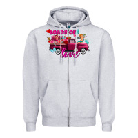 Heather Grey Loads of love valentine's day truck Zipper Hoodie - FaDigitalArtStudio
