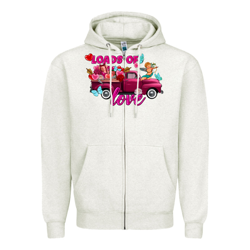 Loads Of Love Valentine's Day Truck Zipper Hoodie by FaDigitalArtStudio | Teevron