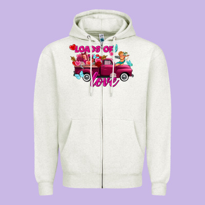 Loads Of Love Valentine's Day Truck Zipper Hoodie Designed By Fadigitalartstudio