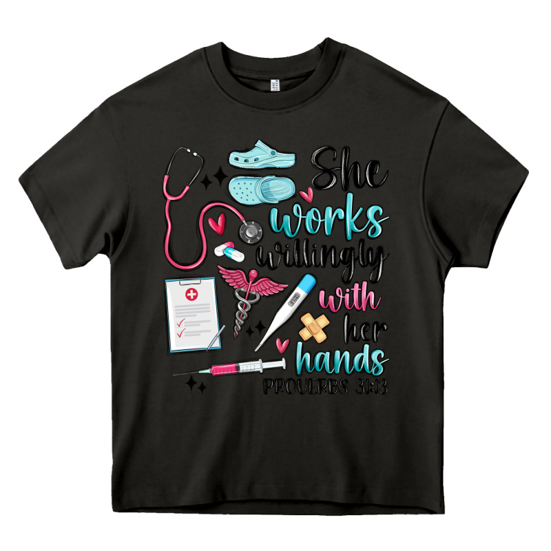 She Works Willingly With Her Hands Heavy Core Tee by MaliasSmallBusiness | Teevron