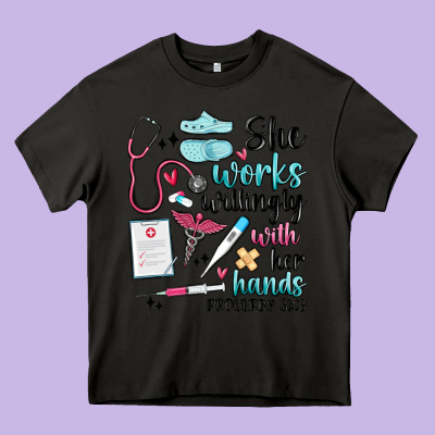She Works Willingly With Her Hands Heavy Core Tee Designed By Maliassmallbusiness