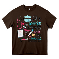 Chocolate Brown she works willingly with her hands Heavy Core Tee - MaliasSmallBusiness