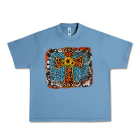 Pebble Blue western cross Urban Heavy Tee - JahusDesignShop
