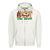Oatmeal Heather baking through the snow Zipper Hoodie - FaDigitalArtStudio