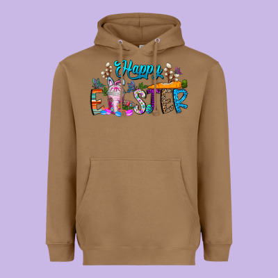 Happy Easter Coffee Heavyweight Hoodie Designed By Cowhidedigitalart