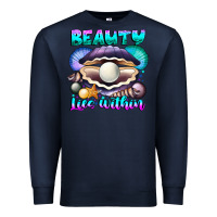 Navy Beauty Lies Within Premium Sweatshirt - CowhideDigitalArt