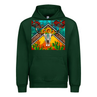 Forest Green western sunflowers longhorn bull skull Urban Hoodie - Artiststas