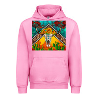 Fuchsia Pink western sunflowers longhorn bull skull Urban Hoodie - Artiststas