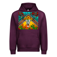 Mauve Wine western sunflowers longhorn bull skull Urban Hoodie - Artiststas