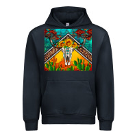 Navy western sunflowers longhorn bull skull Urban Hoodie - Artiststas