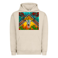 Pigment French Oak western sunflowers longhorn bull skull Urban Hoodie - Artiststas