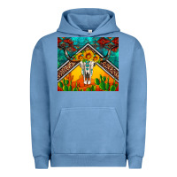 Pigment Pebble Blue western sunflowers longhorn bull skull Urban Hoodie - Artiststas