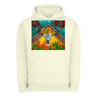 Pigment Pistachio western sunflowers longhorn bull skull Urban Hoodie - Artiststas